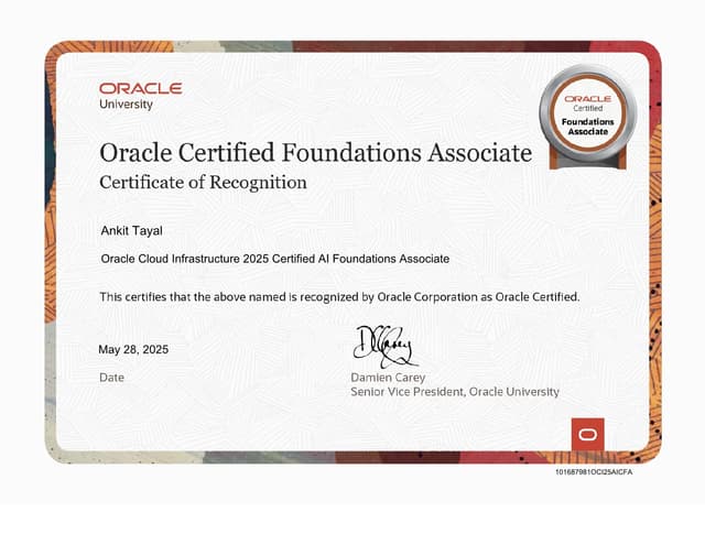 Oracle Cloud Infrastructure AI Foundations Certificate