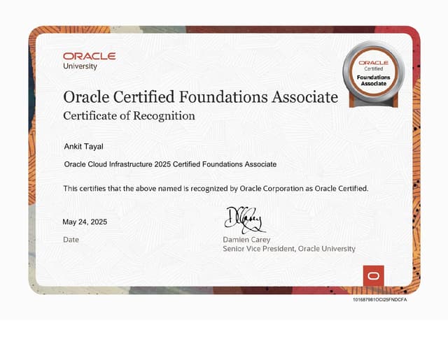 Oracle Cloud Infrastructure Foundations Certificate
